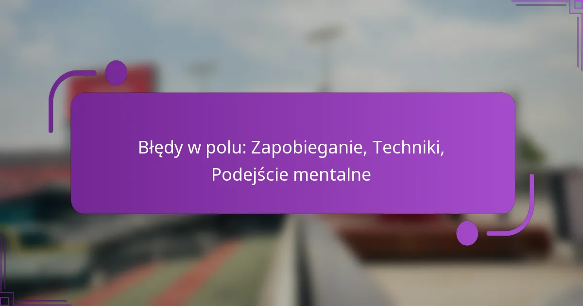 Błędy w polu: Zapobieganie, Techniki, Podejście mentalne