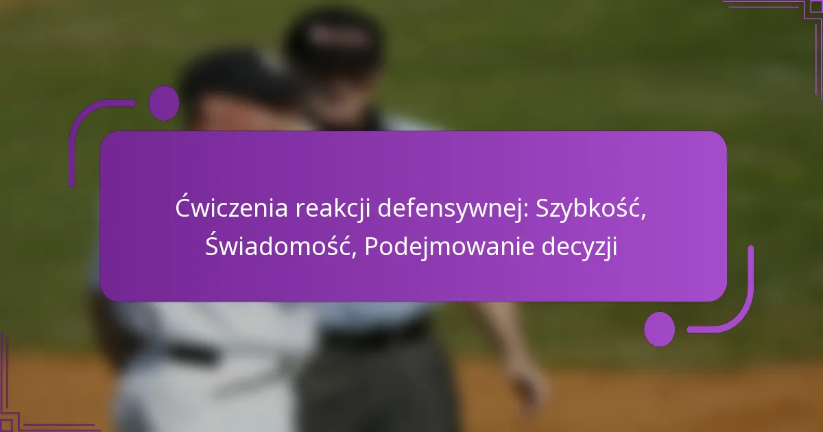 Ćwiczenia reakcji defensywnej: Szybkość, Świadomość, Podejmowanie decyzji
