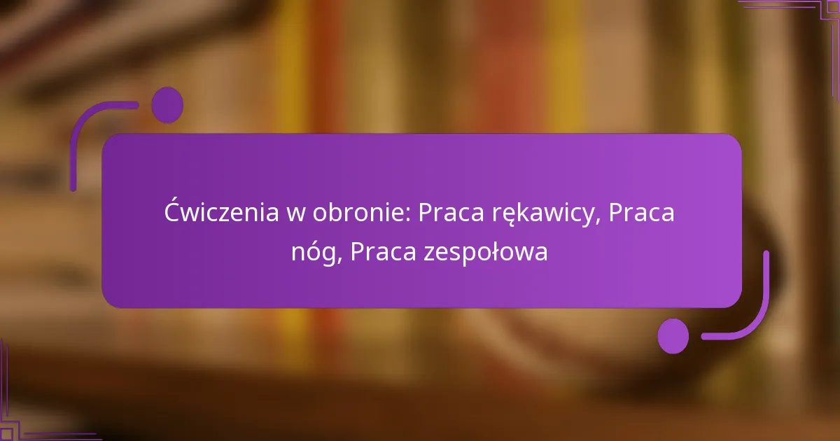 Ćwiczenia w obronie: Praca rękawicy, Praca nóg, Praca zespołowa