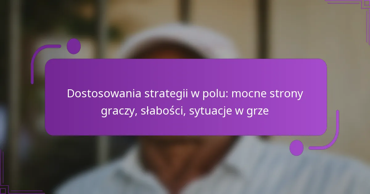 Dostosowania strategii w polu: mocne strony graczy, słabości, sytuacje w grze