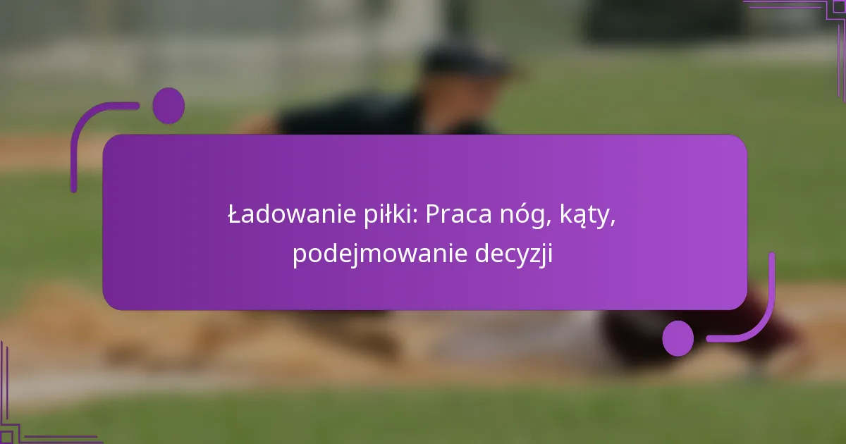 Ładowanie piłki: Praca nóg, kąty, podejmowanie decyzji