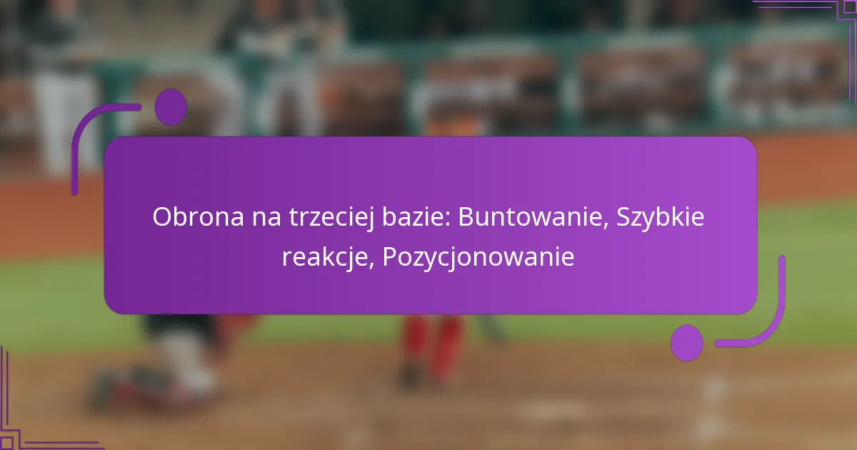 Obrona na trzeciej bazie: Buntowanie, Szybkie reakcje, Pozycjonowanie