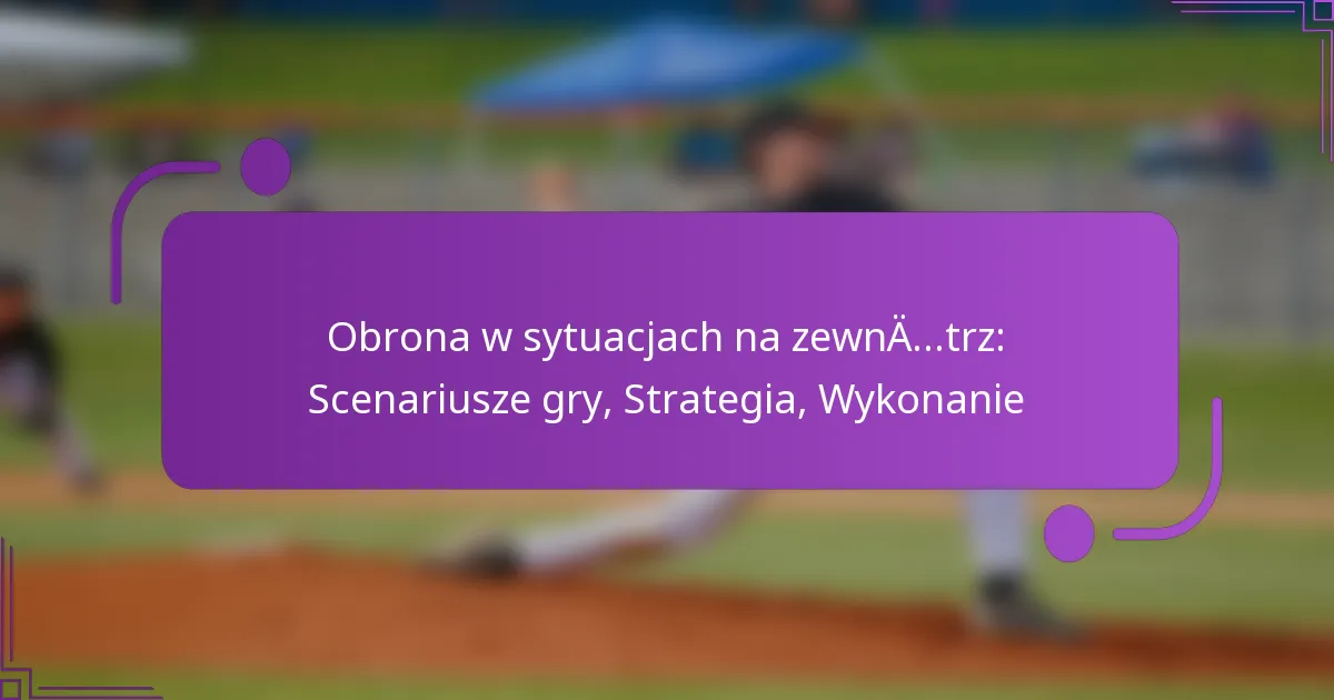 Obrona w sytuacjach na zewnątrz: Scenariusze gry, Strategia, Wykonanie