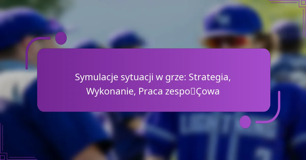 Symulacje sytuacji w grze: Strategia, Wykonanie, Praca zespołowa