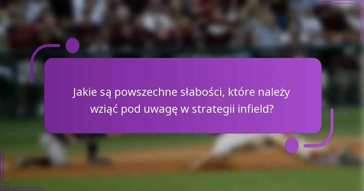 Jakie są powszechne słabości, które należy wziąć pod uwagę w strategii infield?