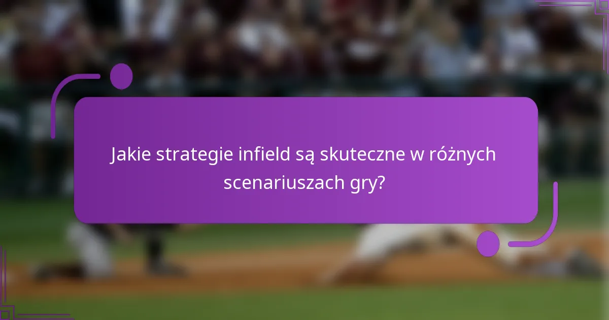 Jakie strategie infield są skuteczne w różnych scenariuszach gry?
