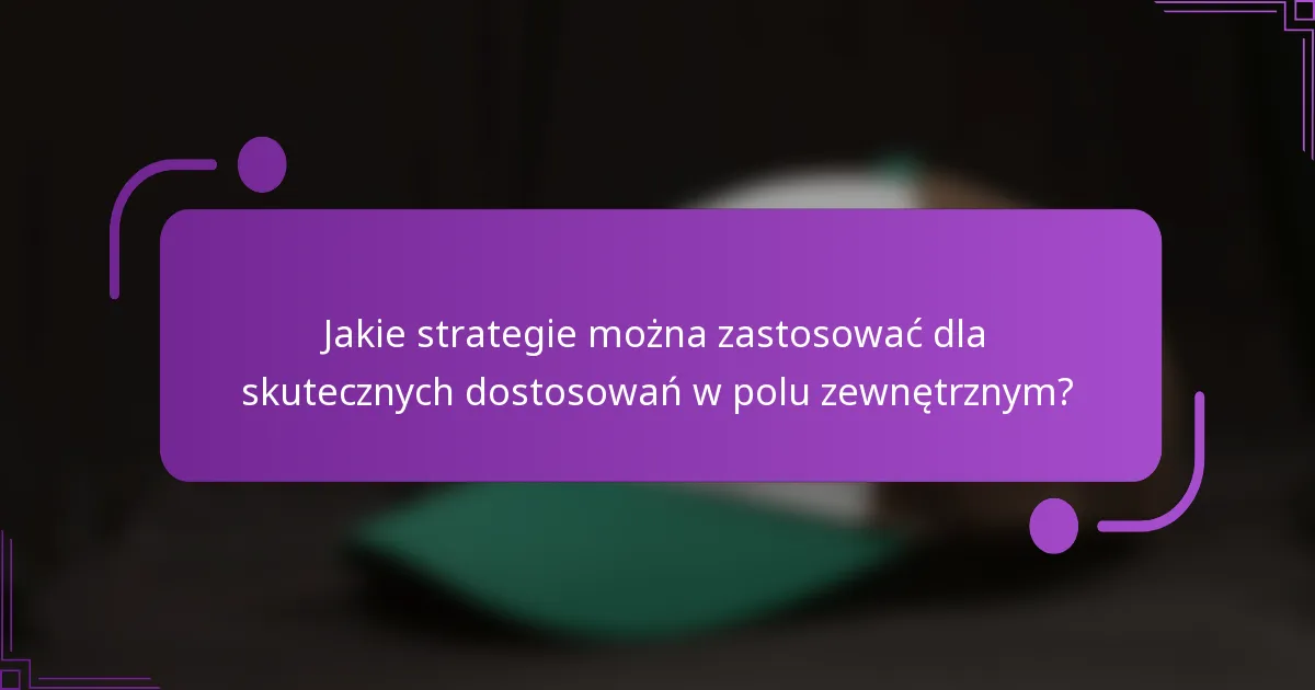 Jakie strategie można zastosować dla skutecznych dostosowań w polu zewnętrznym?