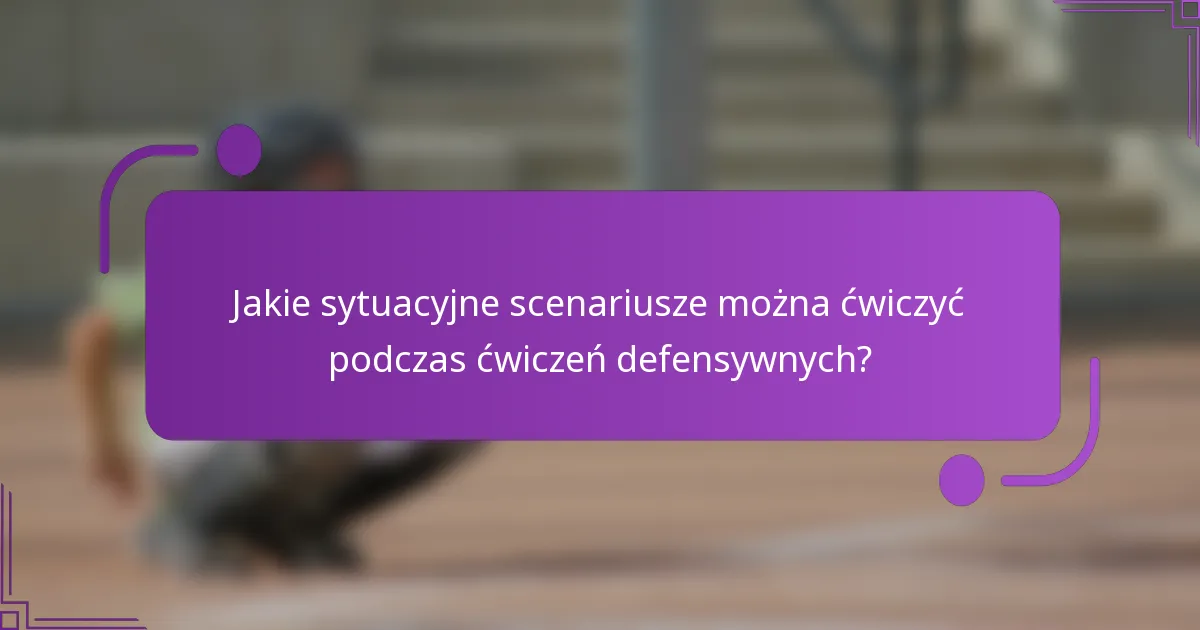 Jakie sytuacyjne scenariusze można ćwiczyć podczas ćwiczeń defensywnych?